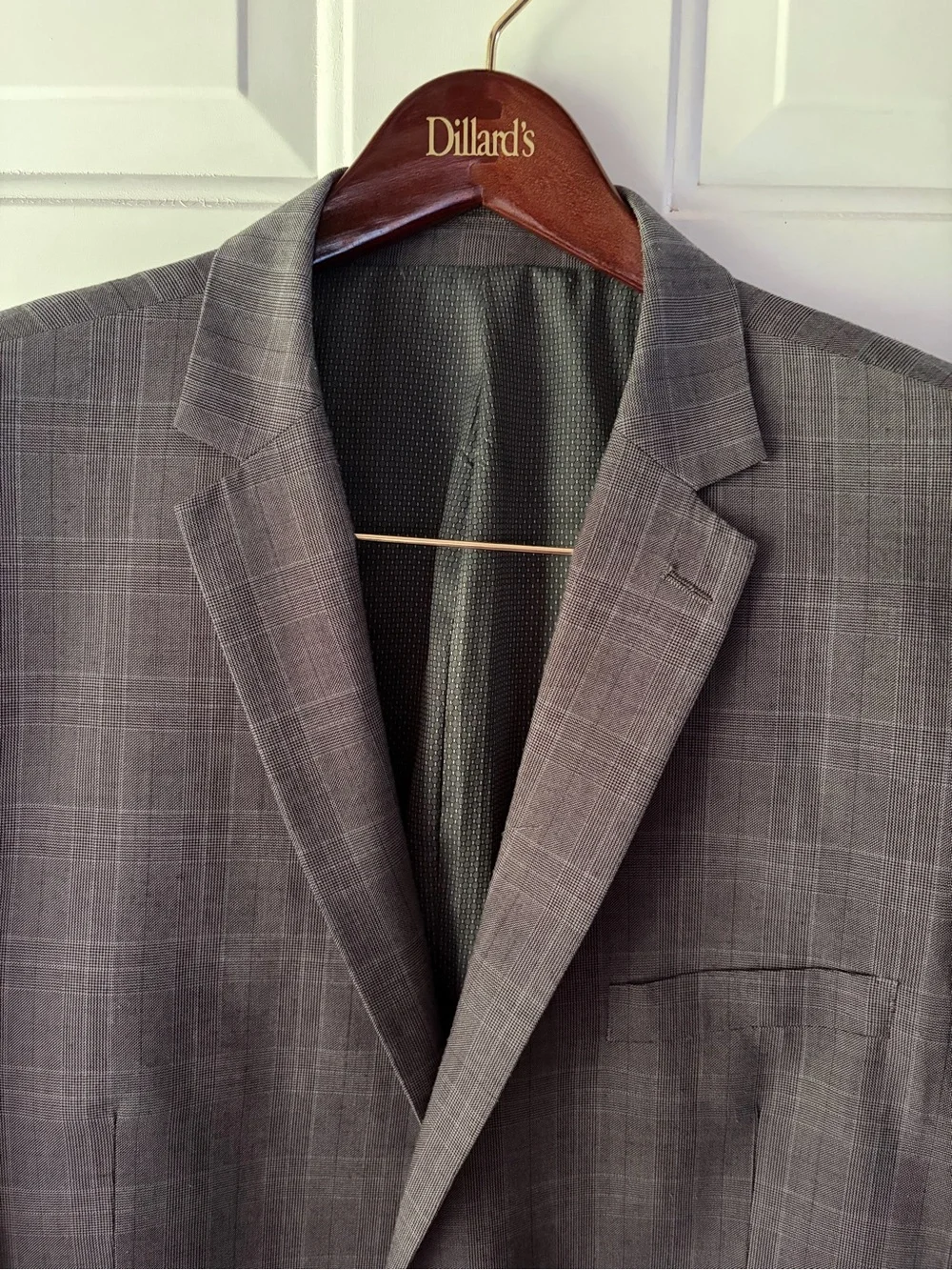 Boccaccio Uomo Gray light blue navy gray Windowpane Sport Coat blazer Sz 48 EUC